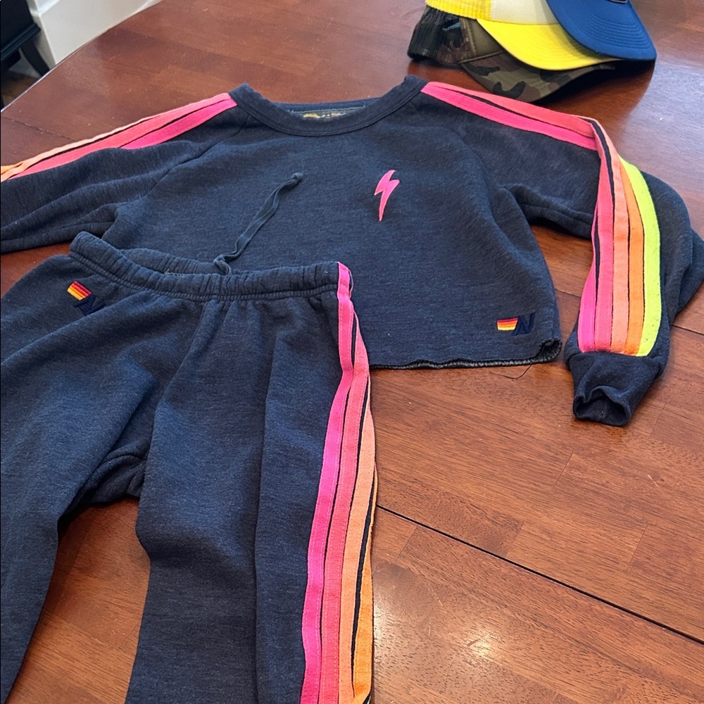 Aviator nation set sweatsuit xs stripes